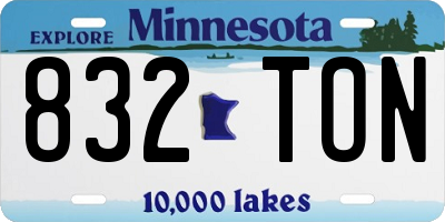 MN license plate 832TON