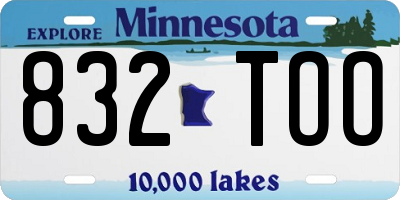 MN license plate 832TOO
