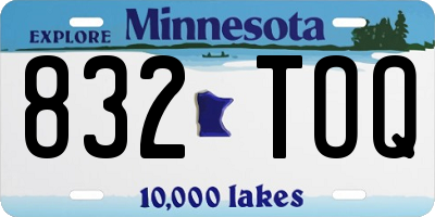MN license plate 832TOQ