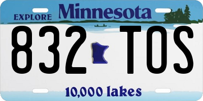 MN license plate 832TOS