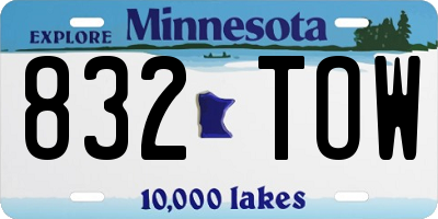 MN license plate 832TOW