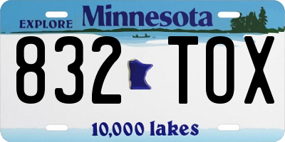 MN license plate 832TOX