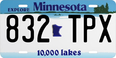 MN license plate 832TPX