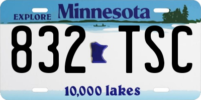 MN license plate 832TSC
