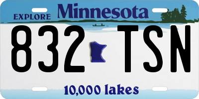 MN license plate 832TSN