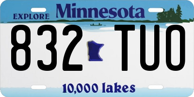 MN license plate 832TUO