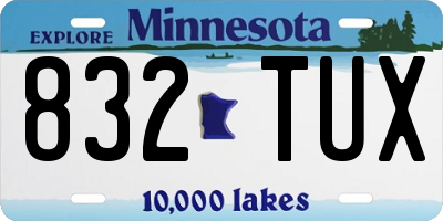MN license plate 832TUX