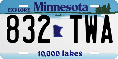 MN license plate 832TWA