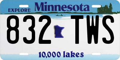 MN license plate 832TWS