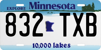 MN license plate 832TXB
