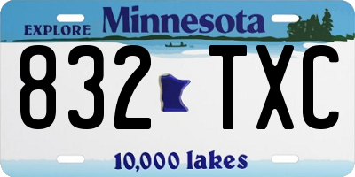 MN license plate 832TXC