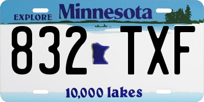 MN license plate 832TXF