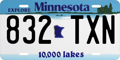 MN license plate 832TXN