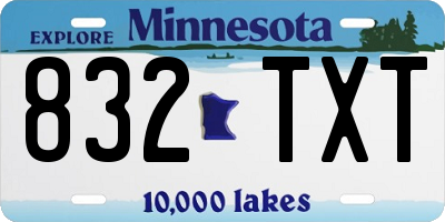 MN license plate 832TXT