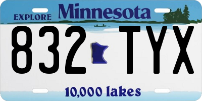 MN license plate 832TYX