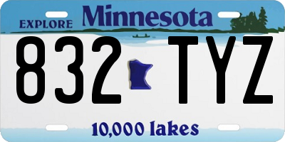 MN license plate 832TYZ
