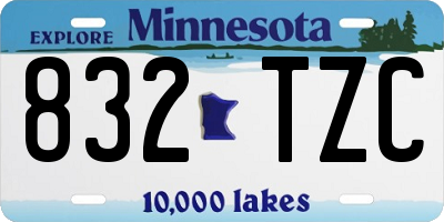 MN license plate 832TZC