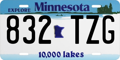 MN license plate 832TZG