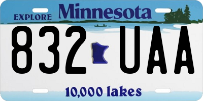 MN license plate 832UAA