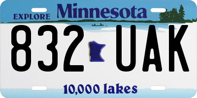 MN license plate 832UAK