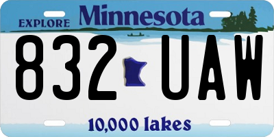 MN license plate 832UAW