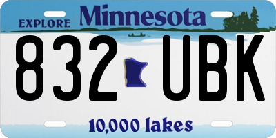 MN license plate 832UBK