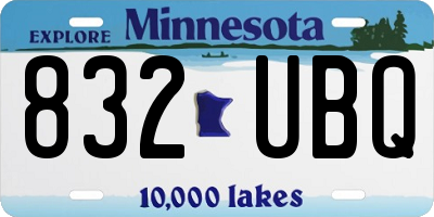 MN license plate 832UBQ
