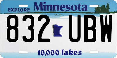 MN license plate 832UBW