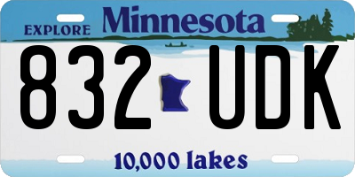 MN license plate 832UDK