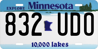 MN license plate 832UDO