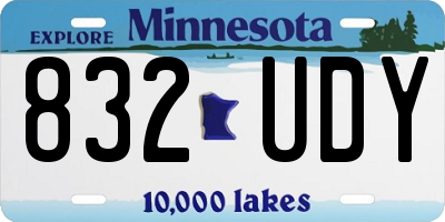 MN license plate 832UDY