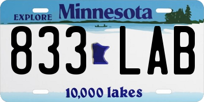 MN license plate 833LAB