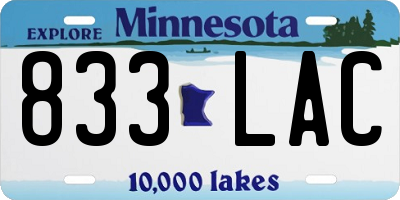 MN license plate 833LAC