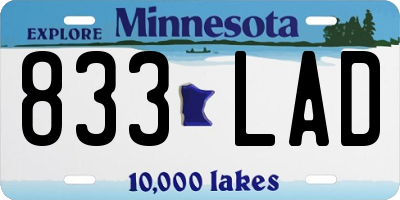 MN license plate 833LAD