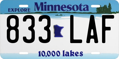 MN license plate 833LAF