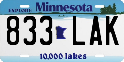 MN license plate 833LAK