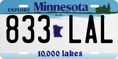 MN license plate 833LAL