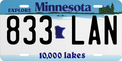 MN license plate 833LAN