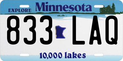 MN license plate 833LAQ