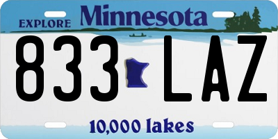 MN license plate 833LAZ