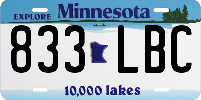 MN license plate 833LBC