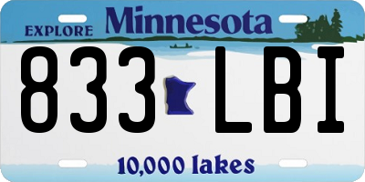 MN license plate 833LBI