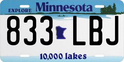 MN license plate 833LBJ