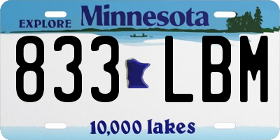 MN license plate 833LBM