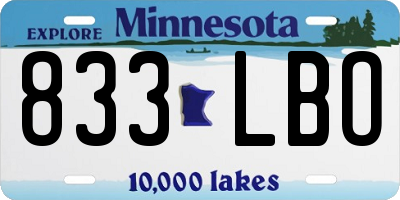 MN license plate 833LBO