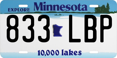 MN license plate 833LBP