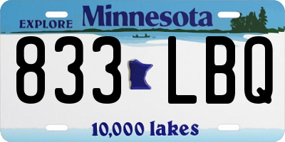 MN license plate 833LBQ