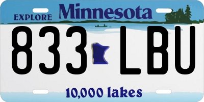MN license plate 833LBU