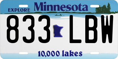 MN license plate 833LBW