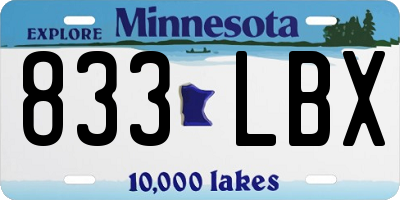MN license plate 833LBX